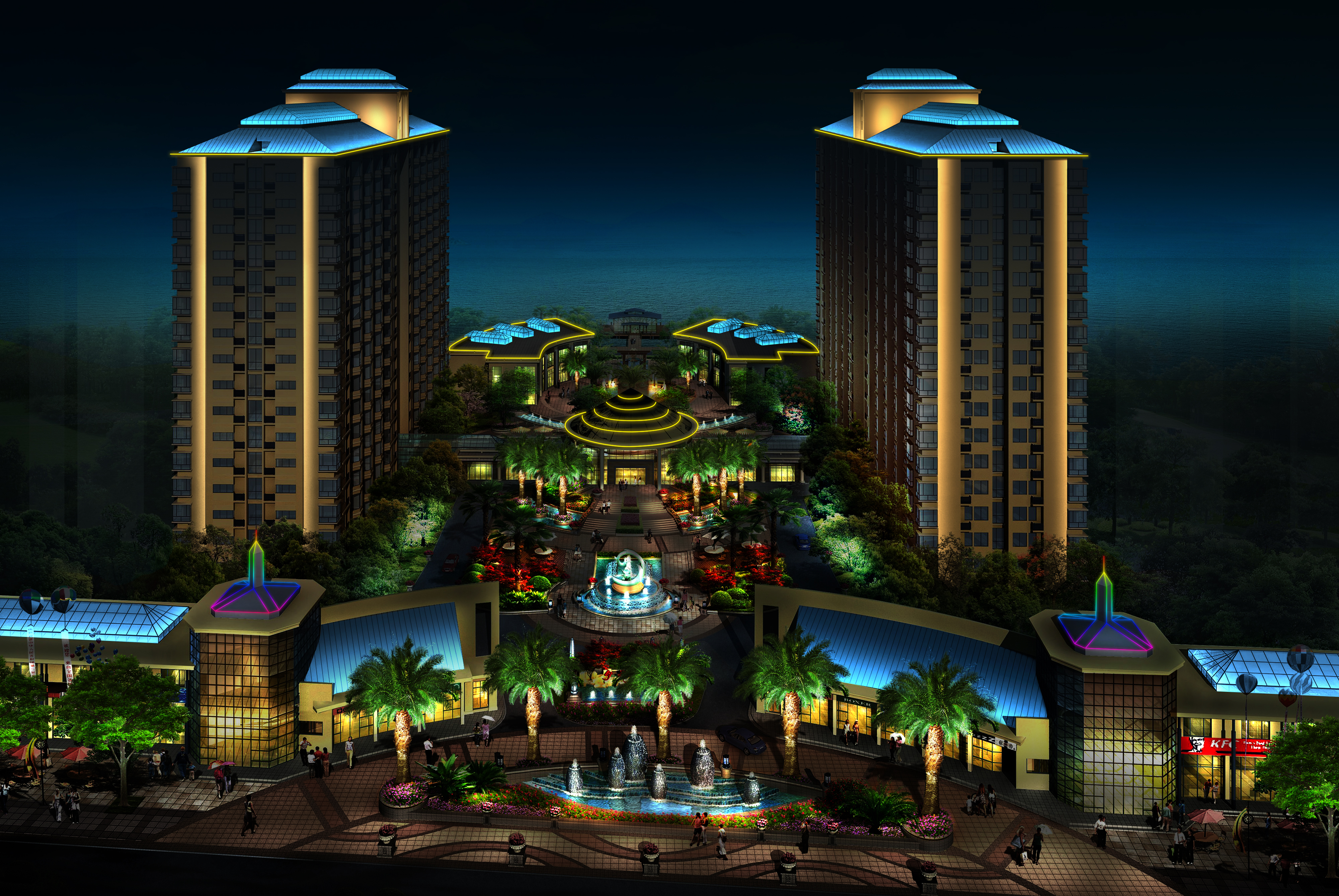 壁纸 大厦 建筑 夜景 4000_2677