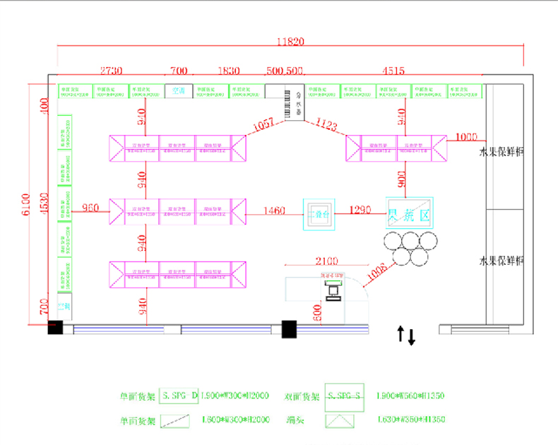 乐品超市便利店药店母婴店平面规划设计图店面空间布局陈列图