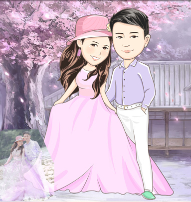 【半写实头像】q版手绘 婚纱照片 卡通形象设计 漫画 画像