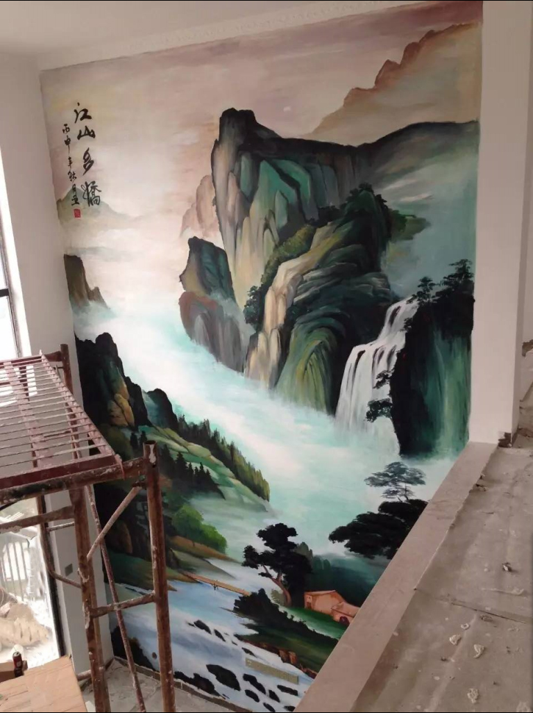 3d画,电视背景墙,手绘墙,墙绘,涂鸦,山水画,抽象画,油画