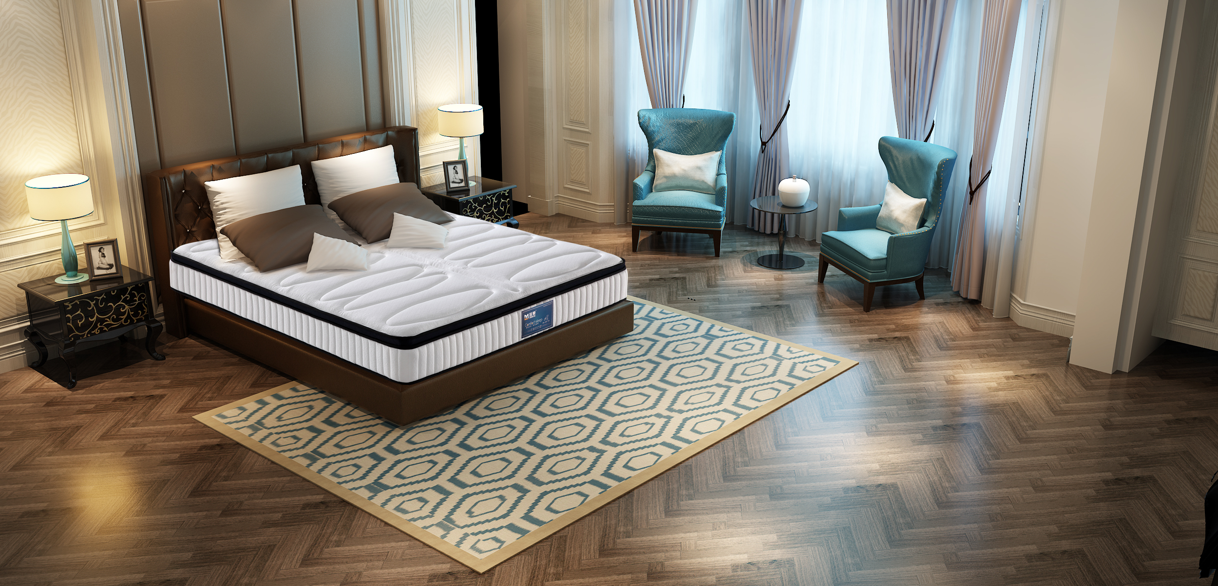 床垫家居产品背景3d渲染 家具效果图制作