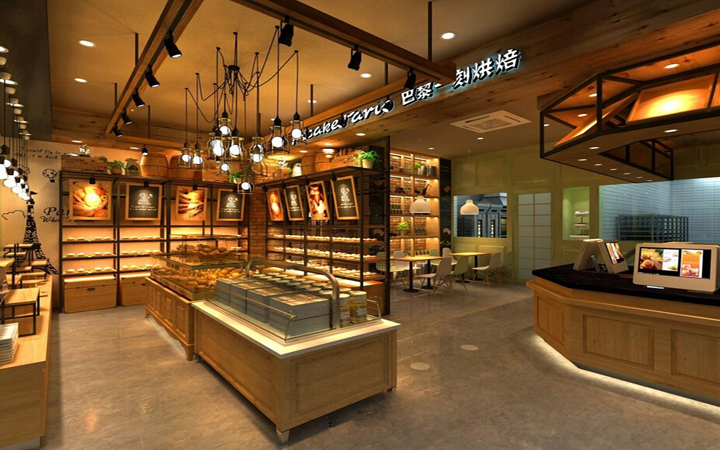 蛋糕烘焙水果店西点甜品店效果图 沙拉品牌连锁茶饮店铺装修设计