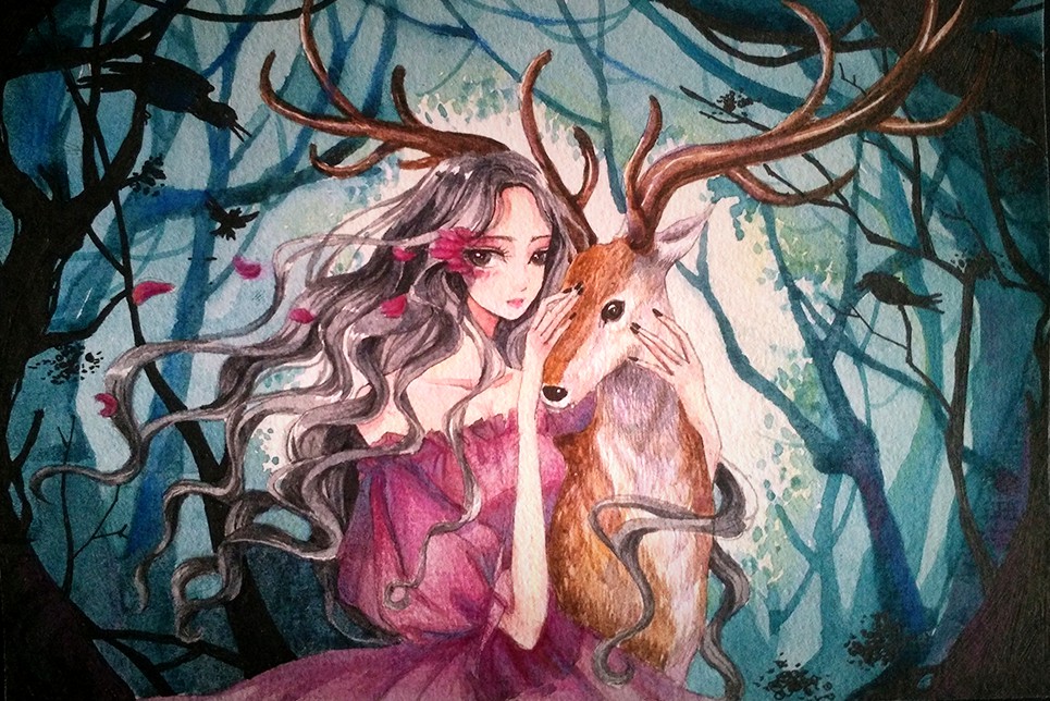 插画设计产品包装唯美插画动漫风儿童插画宣传画卡通动物时尚插画