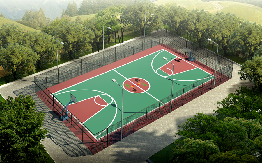 篮球场3d效果图设计(加急)