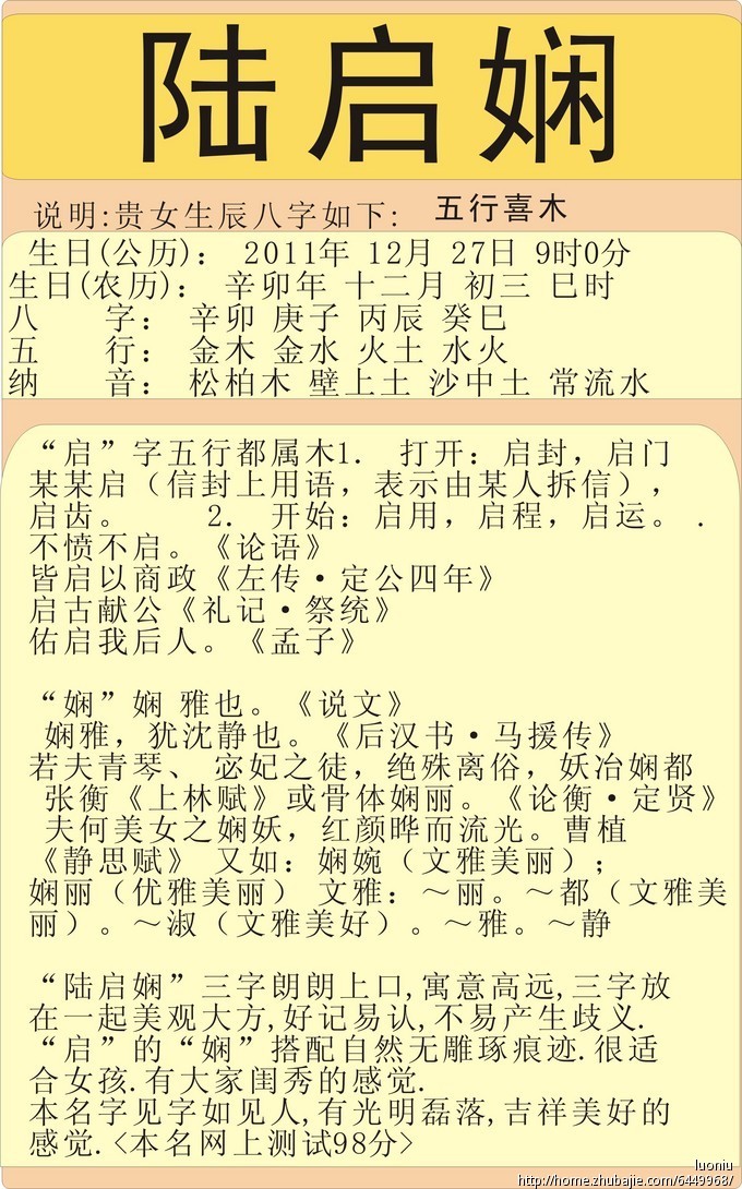 给过了满月的<em>陆姓</em>女宝宝<em>取名</em>,时间紧呀,还有3