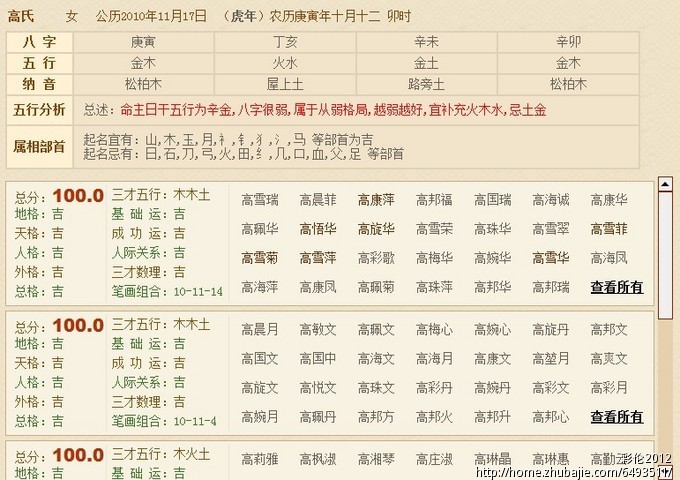 <em>高姓女孩</em>起名