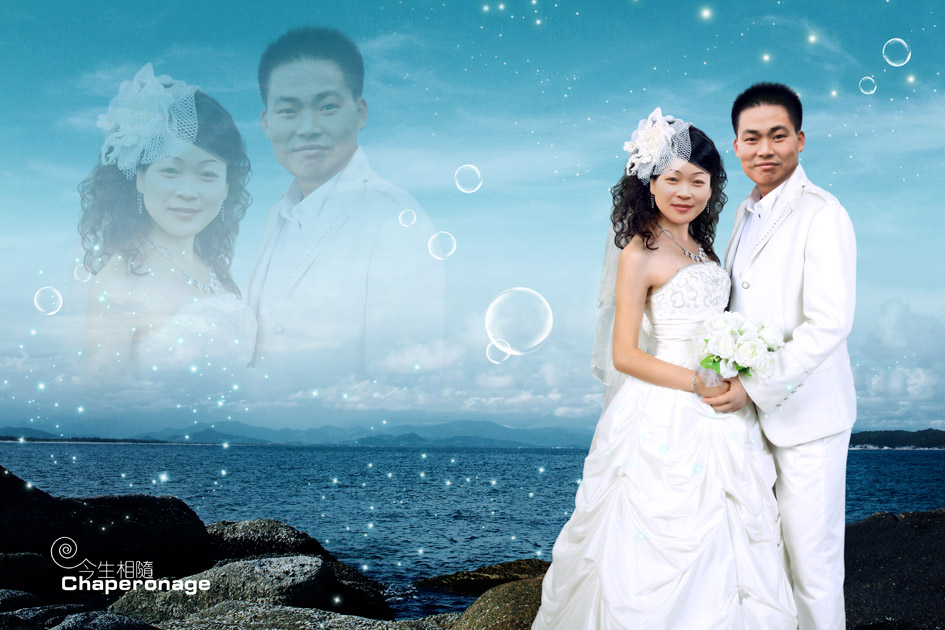 老照片合成婚纱照