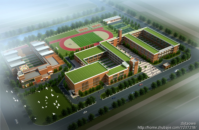 小学校园<em>硬化</em>绿化设计<em>效果图</em>-景观设计-猪八戒