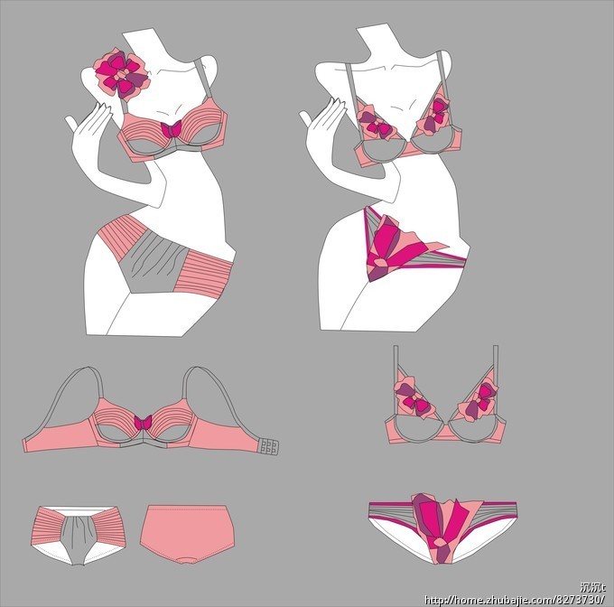 套装<em>胸罩内裤</em>设计图征集_沉沉t_41706975_猪