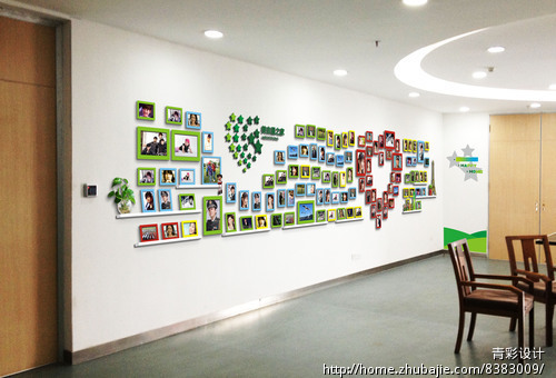 <em>照片</em>墙<em>设计</em>:墙面827cm*280cm,员工生活照120