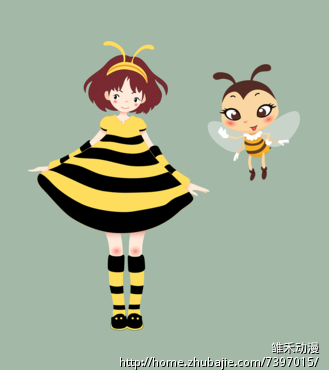 <em>女孩</em>和小<em>蜜蜂</em>卡通形象设计 - 卡通形象设计 - 漫