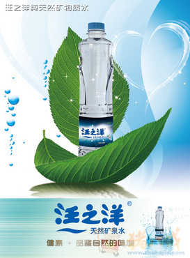 "汪之洋"500ml矿泉水瓶3d渲染及海报设计