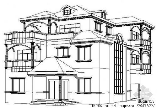 cad小別墅建模 3d模型 (主要軸測圖)