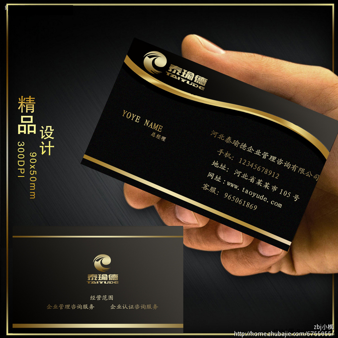 河北泰瑜德企业管理咨询有限公司名片设计(已有logo) zbj小枫 投标-猪