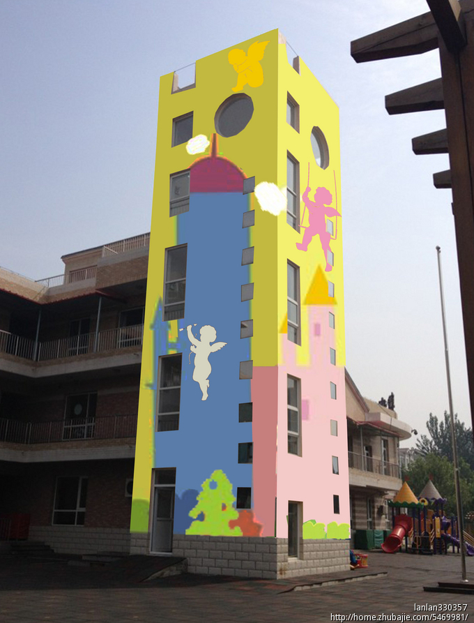 幼儿园外墙墙手绘图案设计 《黄 蓝》景观设计 投标