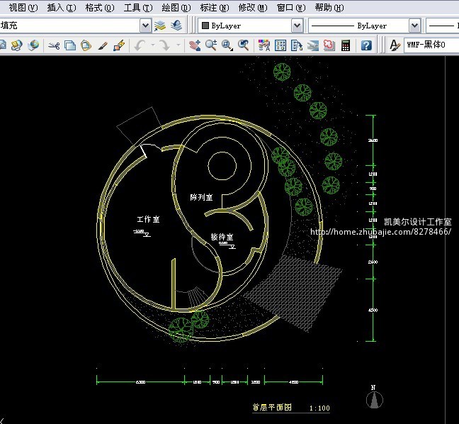 手繪設計圖紙畫cad建築設計圖平面立面剖面一個工作室一個別墅