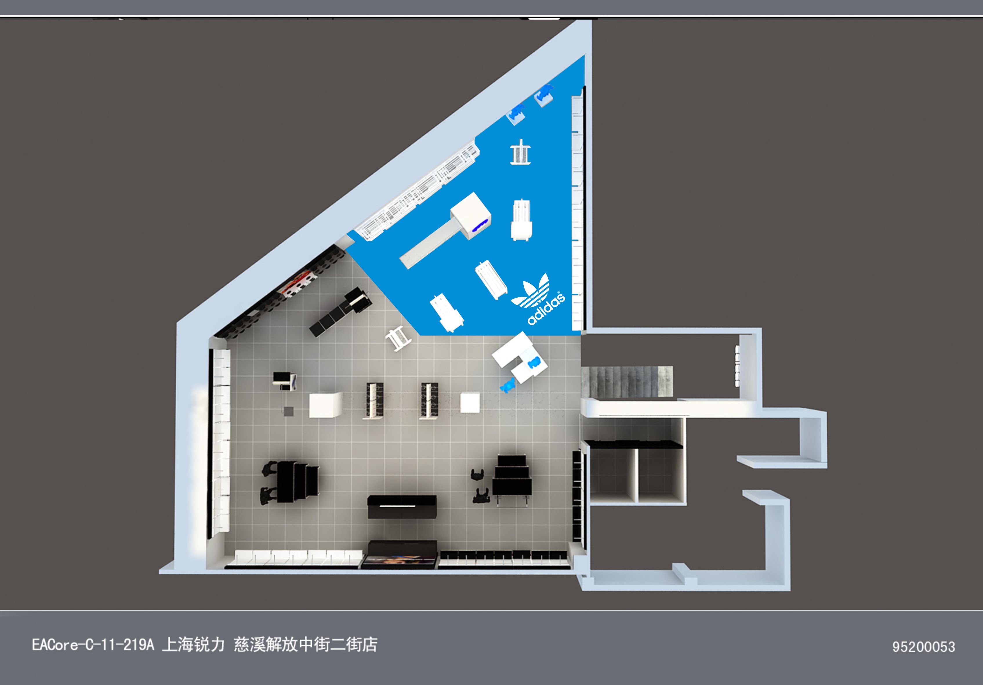 阿迪达斯专卖店楼梯地贴设计与区域地贴设计