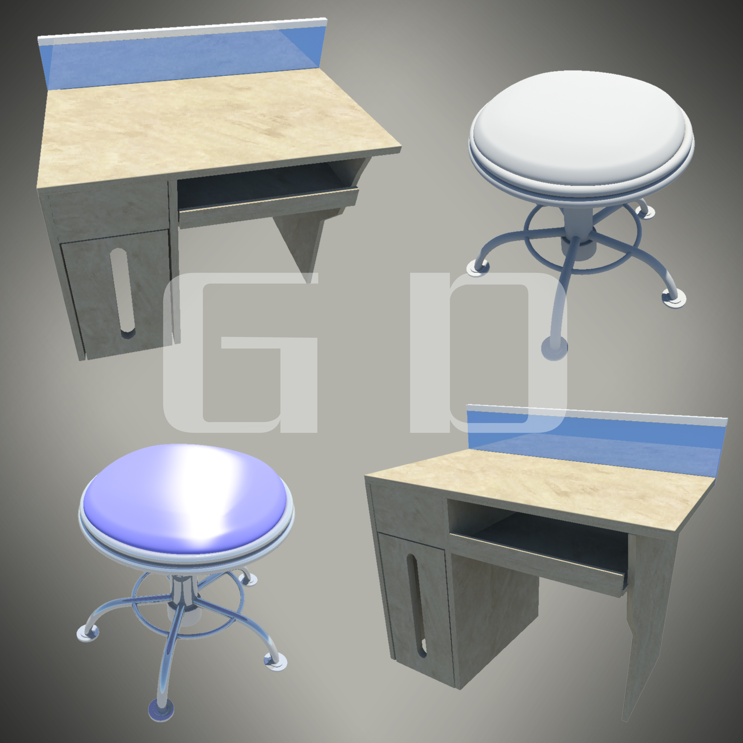 一组简单的3d模型