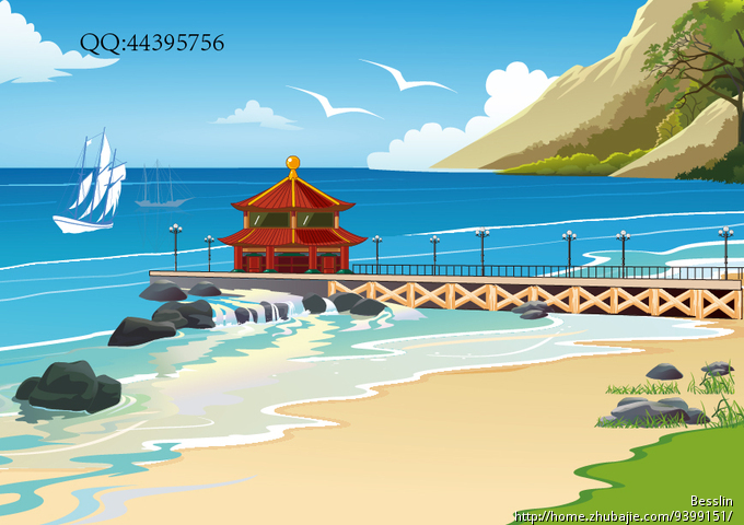 寻青岛风光漫画手绘制作八副 besslin 投标-猪八戒网